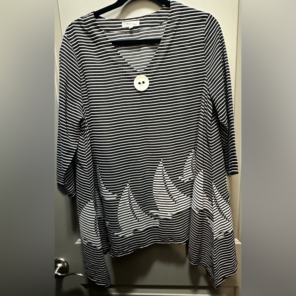 Indigo Soul Size M Sheer Polyester Nautical Cover-up EUC